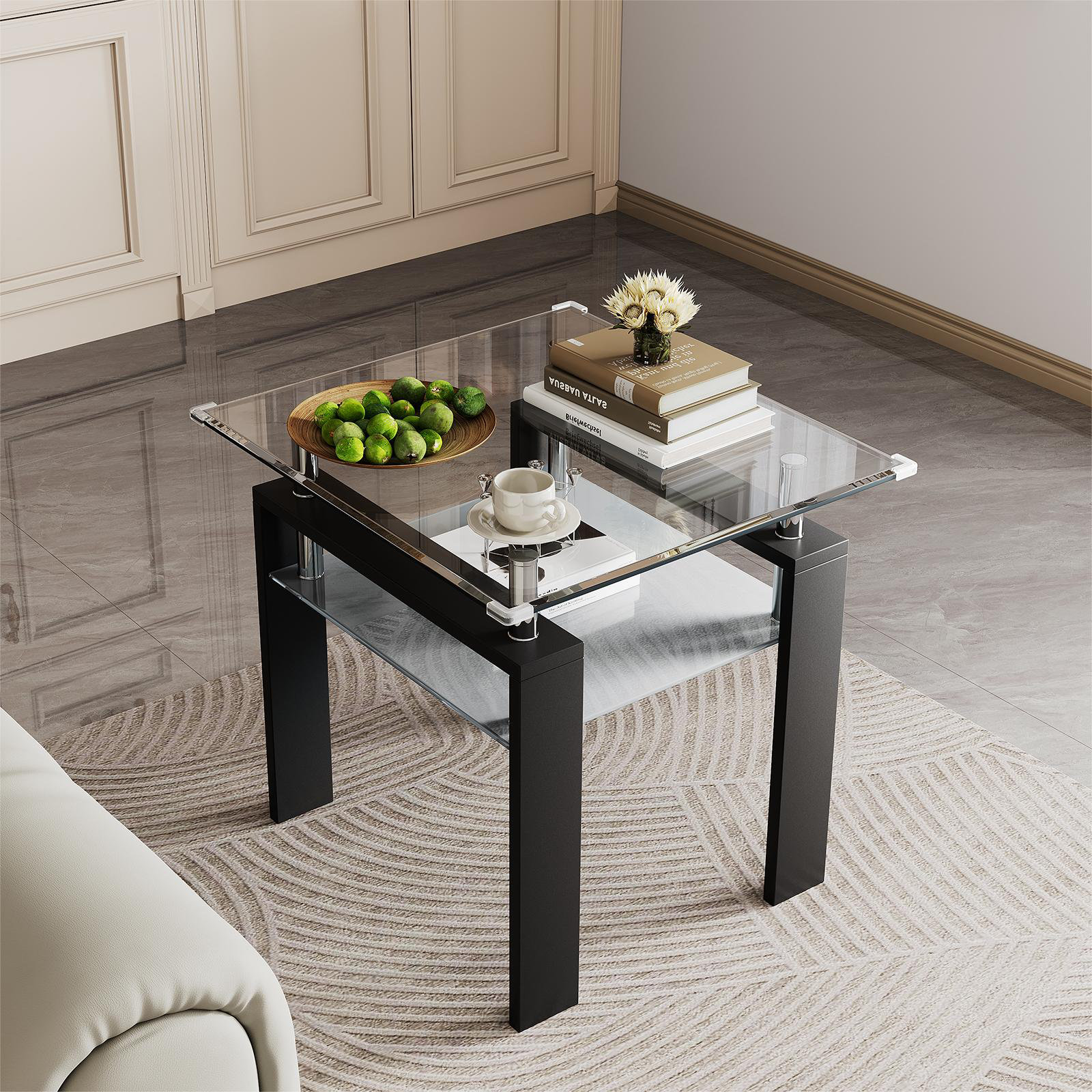 Wade Logan Arol 24" Glass End Table, Side Table, Living Room Couch Side Table,24"x24"x24 ...